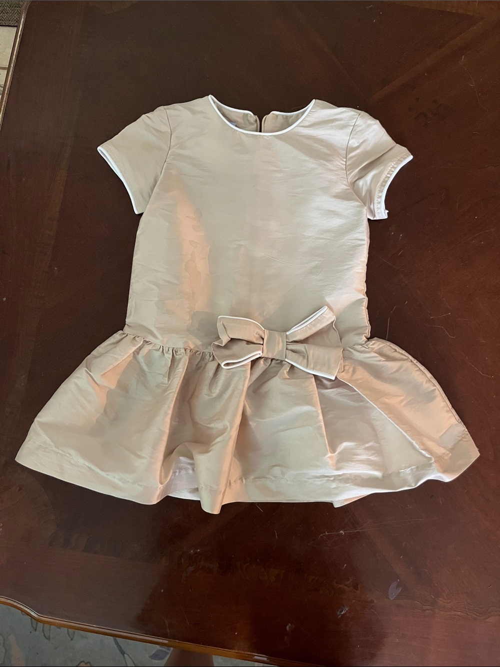 bella bliss Ivory Short-Sleeve Dress with Waist Bow
